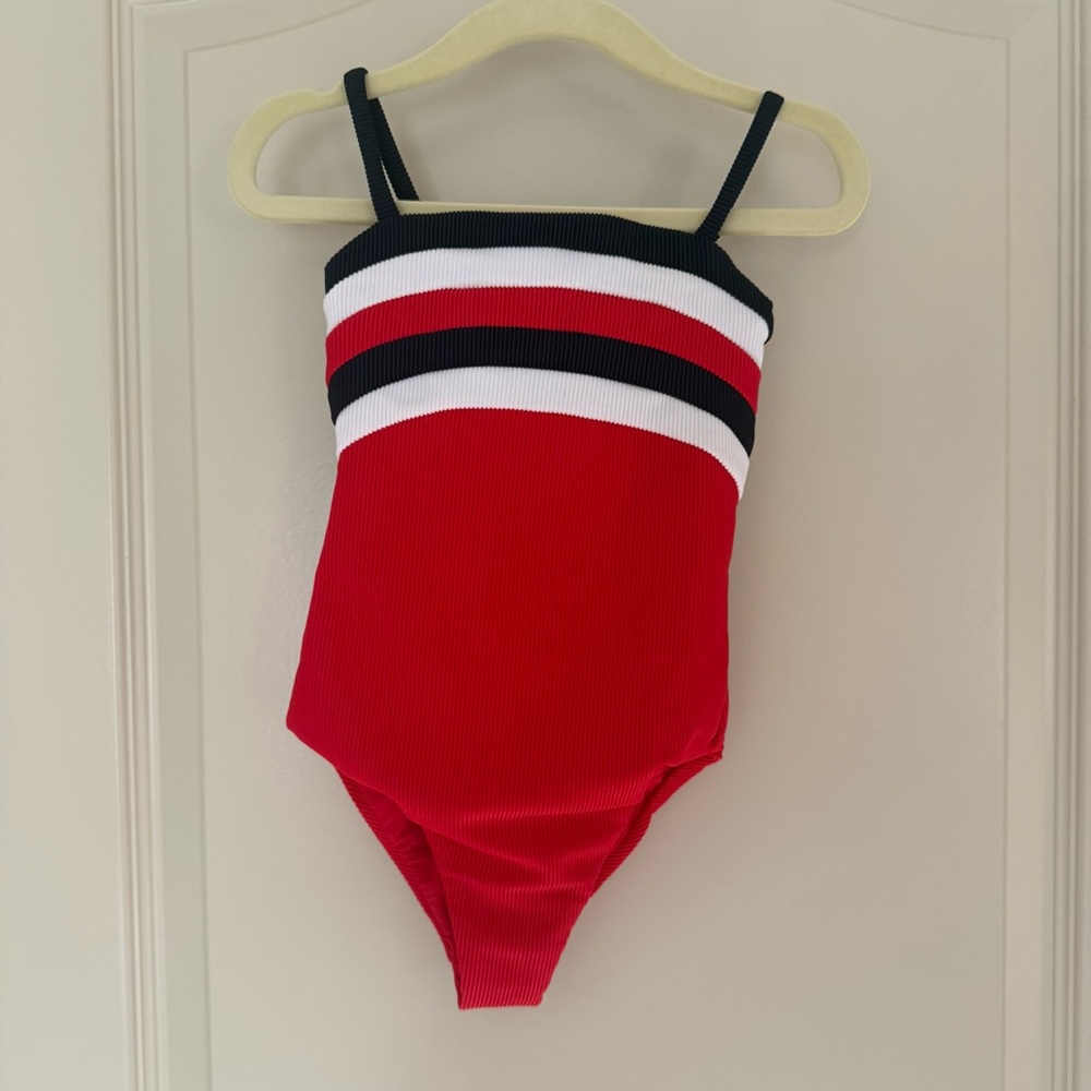 Beach Riot Girls Little Jessa One Piece Swimsuit - American Red Colorblock